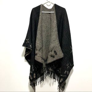 Vintage Reversible Minimalist Shrugs Poncho Shawl